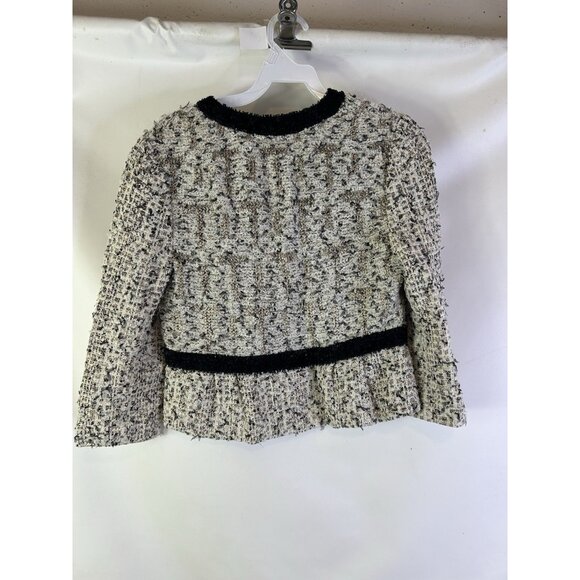 St. John Couture Tweed Ruffled Hem Blazer Jacket Floral Applique - Picture 7 of 8